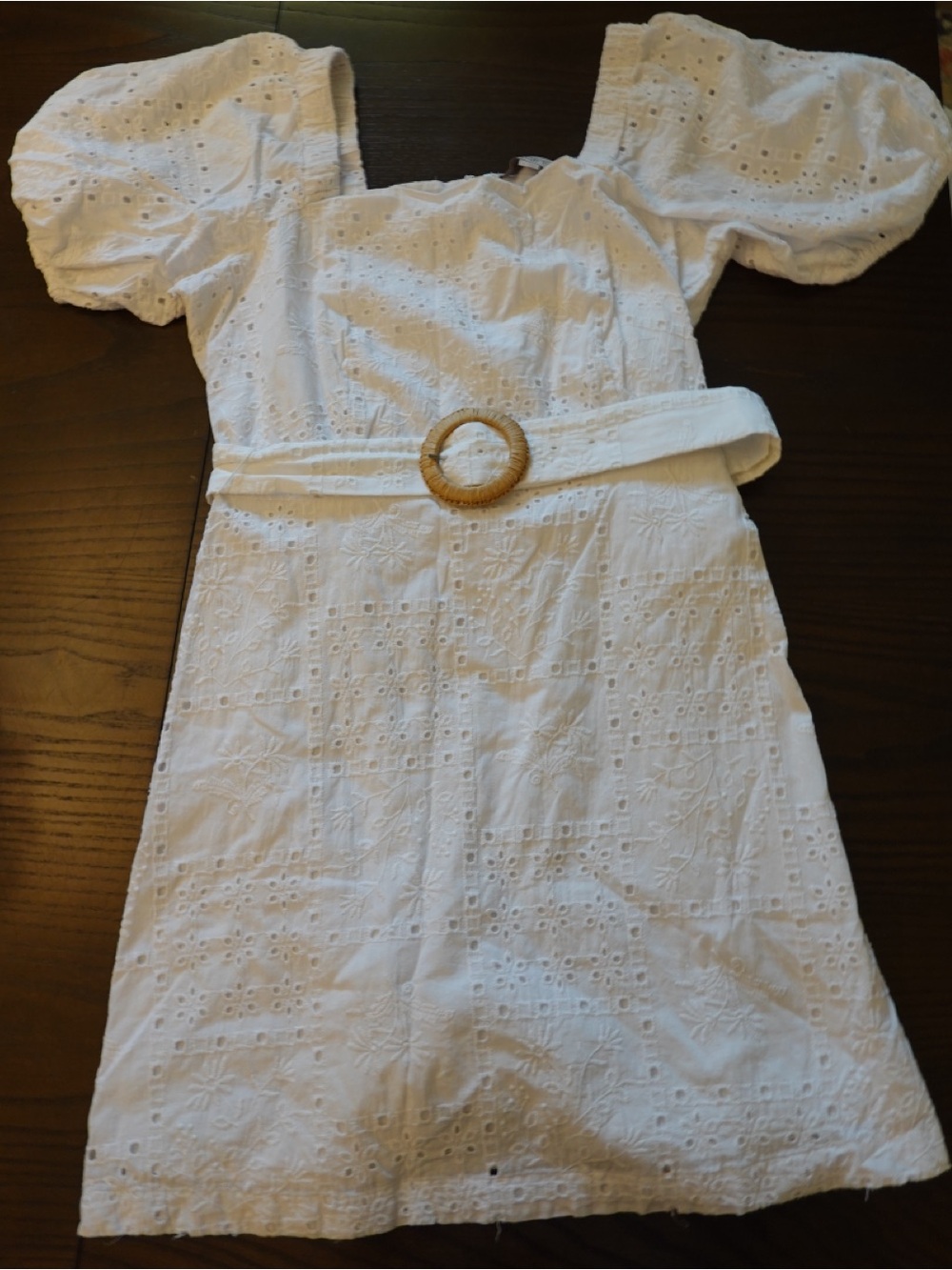 LOFT White Eyelet Mini Dress with Belted Waist